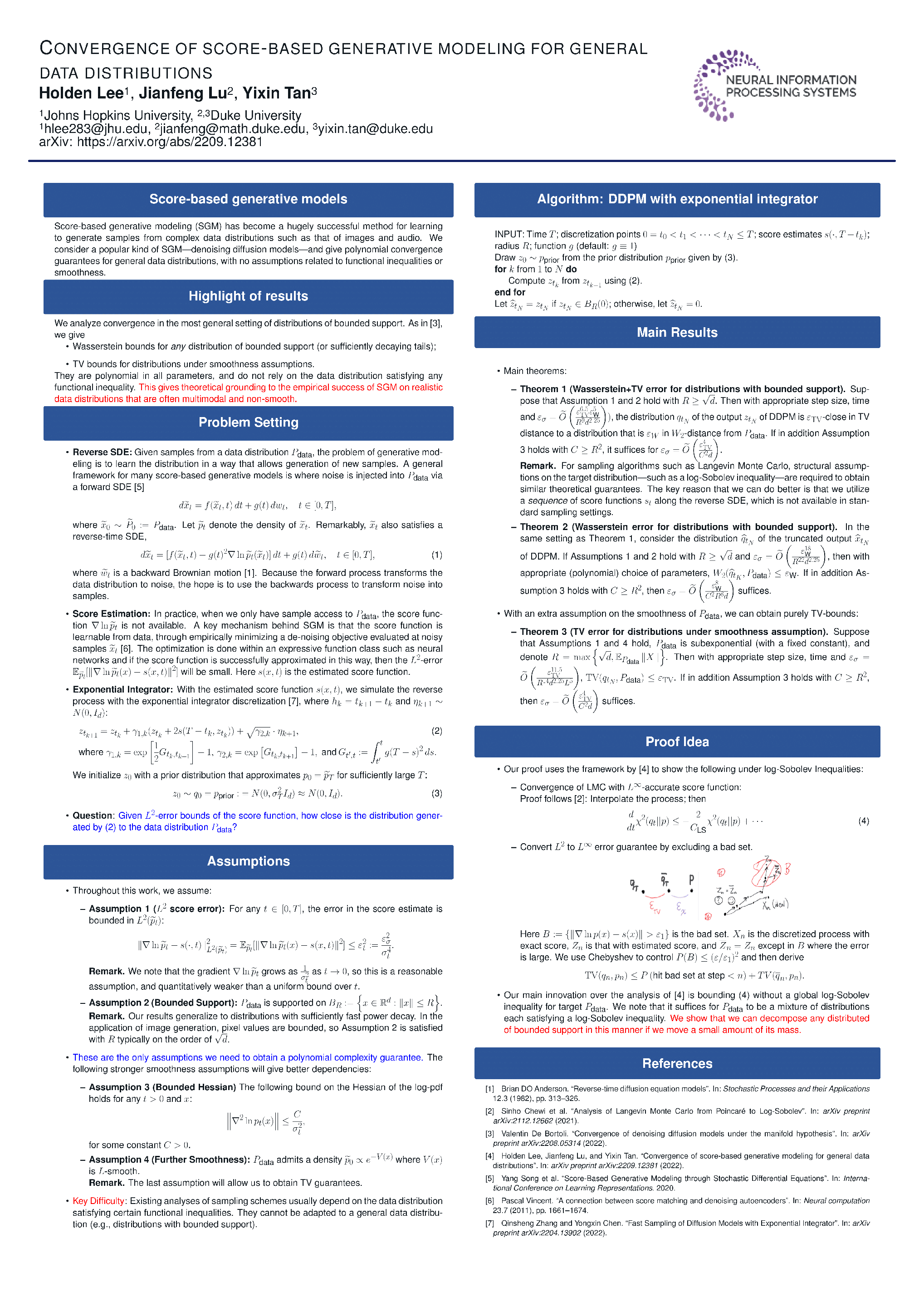 NeurIPS Convergence of scorebased generative modeling for general data